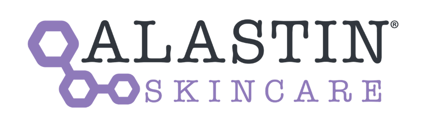 Alastin Skincare logo featuring purple molecular design elements.